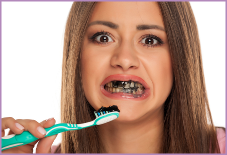 brushing teeth active charcoal